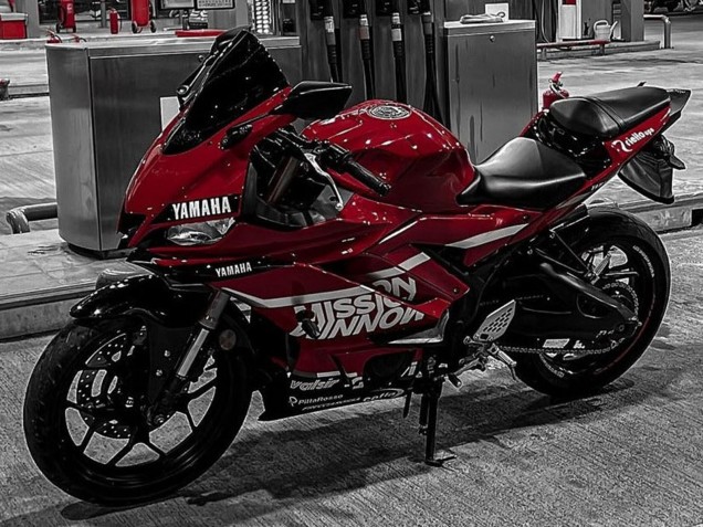 Rouge Foncé Blanc Argent Noir Valsir Carénage Moto Yamaha YZF R3/R25 2019-2021
