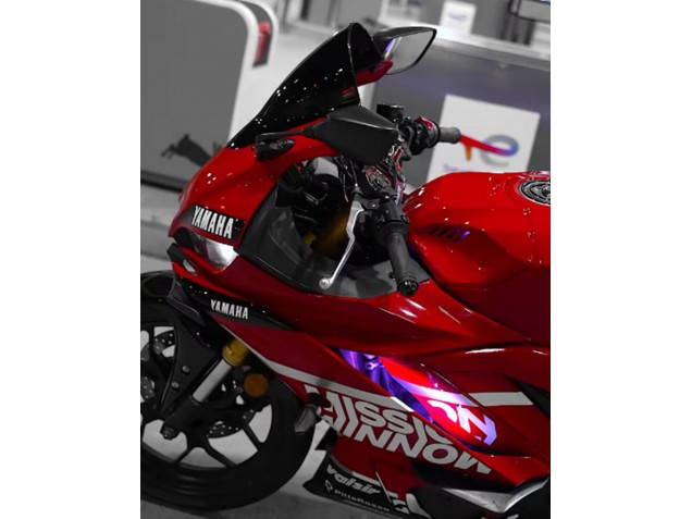 Rouge Foncé Blanc Argent Noir Valsir Carénage Moto Yamaha YZF R3/R25 2019-2021
