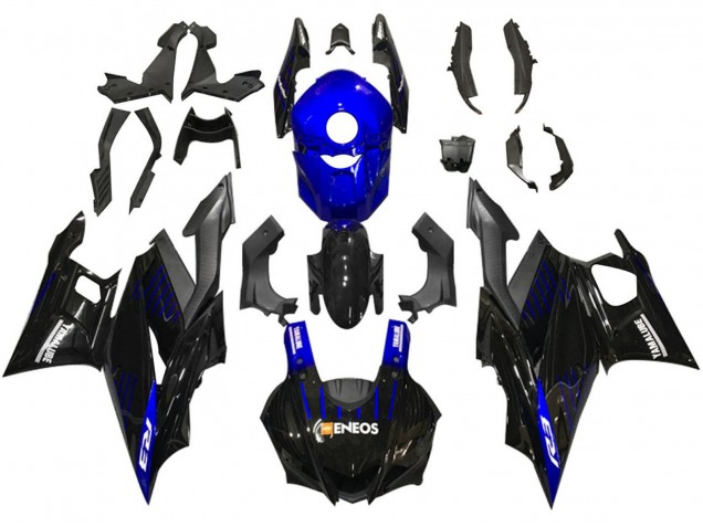 Bleu Noir Fibre de Carbone ENEOS Yamalube Carénage Moto Yamaha YZF R3/R25 2019-2021