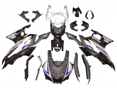 Argent Noir Brillant Fibre de Carbone Style Carénage Moto Yamaha YZF R3/R25 2019-2021 Pas Chère