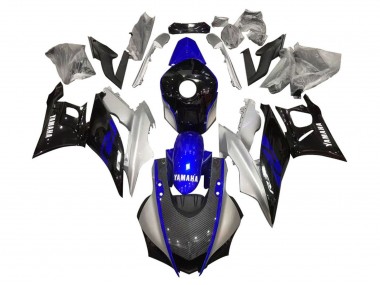 Argent Bleu Noir Fibre de Carbone Style Carénage Moto Yamaha YZF R3/R25 2019-2021 Pas Chère