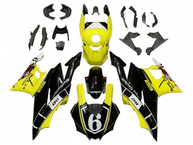 Jaune Blanc Noir Brillant Lenovo 6 Carénage Moto Yamaha YZF R3/R25 2019-2021 Pas Chère