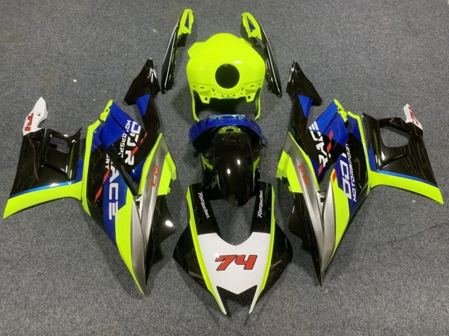 Vert Néon Bleu Noir Brillant 74 Carénage Moto Yamaha YZF R3/R25 2022-2024