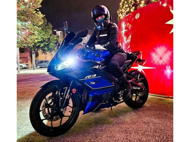 Bleu Noir Brillant Carénage Moto Yamaha YZF R3/R25 2022-2024