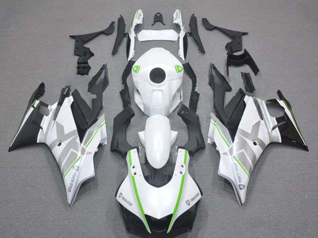 Blanc Vert Argent Noir Carénage Moto Yamaha YZF R3/R25 2022-2024