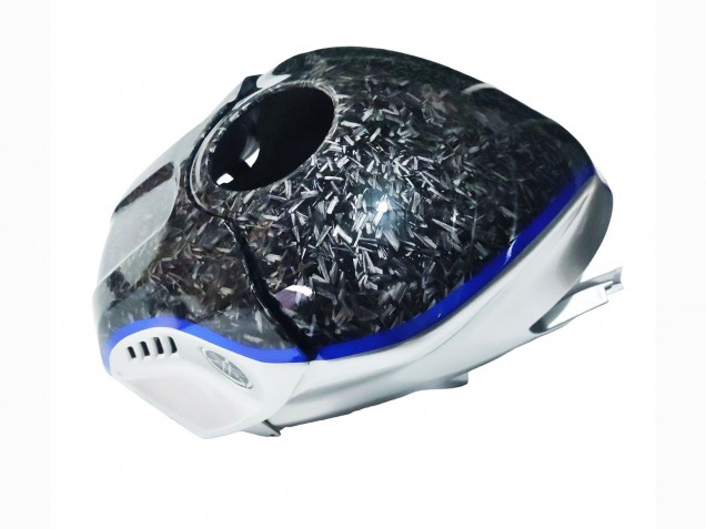 Marbre Noir Argent Bleu Fibre de Carbone Forgée Style Carénage Moto Yamaha YZF R3/R25 2022-2024