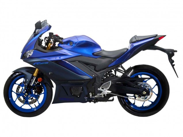 Bleu Noir Mat Carénages Moto Yamaha YZF R3/R25 2022-2024