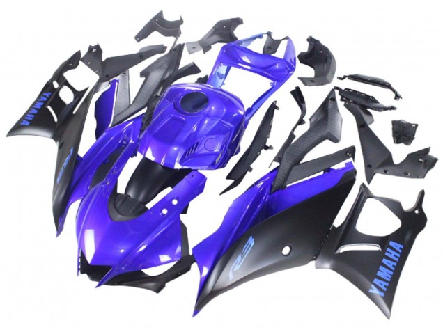Bleu Noir Mat Carénages Moto Yamaha YZF R3/R25 2022-2024