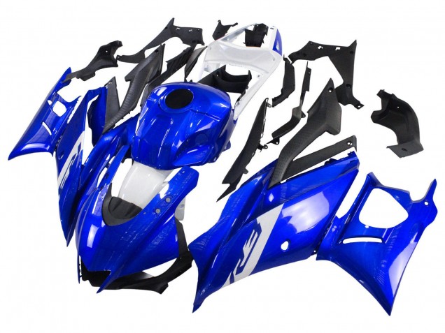 Bleu Blanc Noir Mat Carénage Moto Yamaha YZF R3/R25 2022-2024