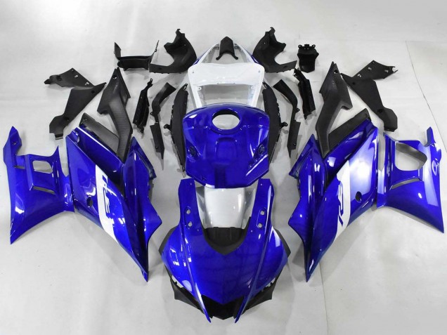 Bleu Blanc Noir Mat Carénage Moto Yamaha YZF R3/R25 2022-2024