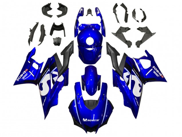 Bleu Blanc Noir MoviStar ENEOS Carénage Moto Yamaha YZF R3/R25 2022-2024
