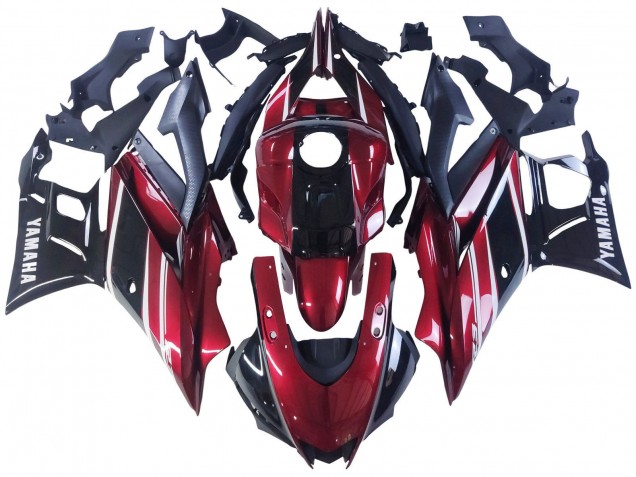 Rouge Blanc Noir Brillant Carénages Moto Yamaha YZF R3/R25 2022-2024