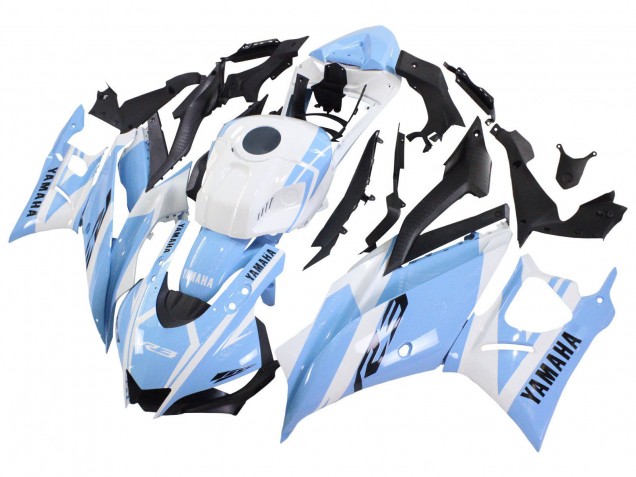 Blanc Bleu Clair Carénage Moto Yamaha YZF R3/R25 2022-2024