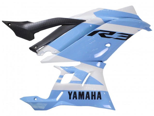 Blanc Bleu Clair Carénage Moto Yamaha YZF R3/R25 2022-2024