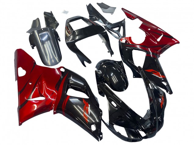 Noir Brillant Rouge Carénage Moto Yamaha YZF 1000 R1 1998-1999
