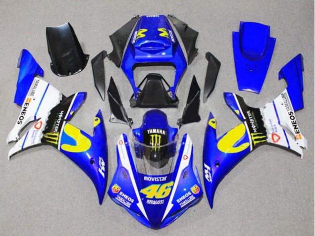 Bleu Blanc Noir Jaune Monstre 46 Carénage Moto Yamaha YZF 1000 R1 2002-2003