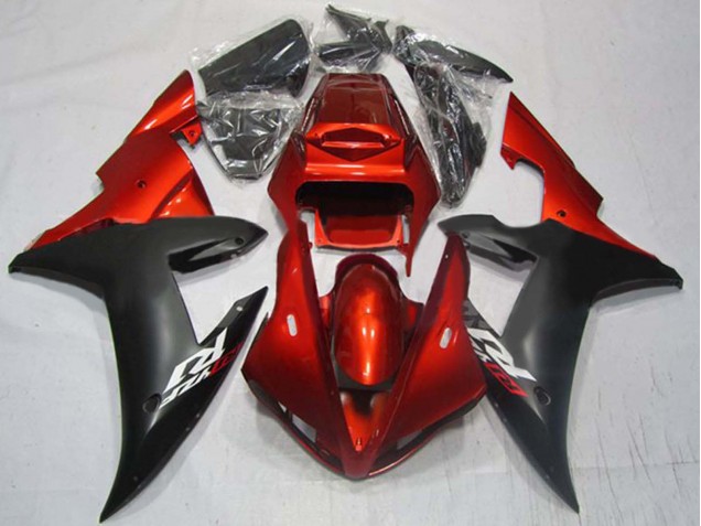 Rouge Noir Mat Carénage Moto Yamaha YZF 1000 R1 2002-2003