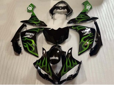 Noir Brillant Vert Flamme Blanc Décalque Carénage Moto Yamaha YZF 1000 R1 2004-2006 Pas Chère
