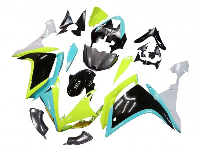 Bleu Clair Vert Citron Noir Carénage Moto Yamaha YZF 1000 R1 2007-2008