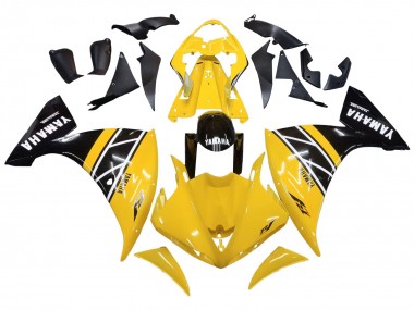 Jaune Blanc Noir Bande Kits Carénages Moto Yamaha YZF 1000 R1 2009-2011 Pas Chère