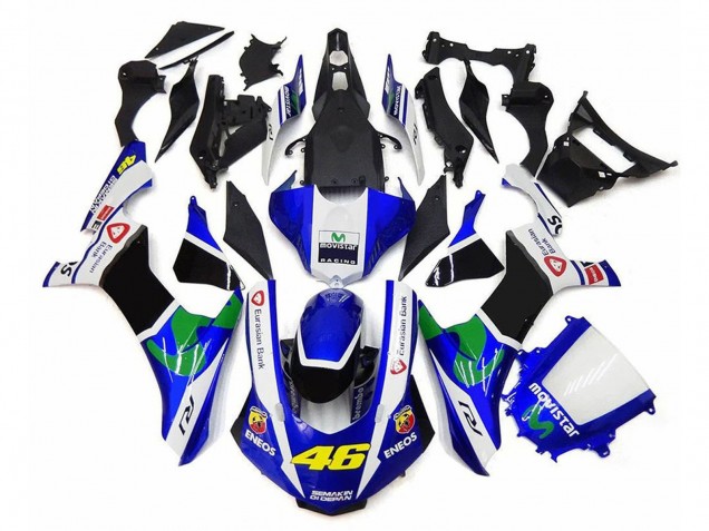 Blanc Bleu Vert Noir MoviStar ENEOS Semakin Didepan 46 Carénage Moto Yamaha YZF 1000 R1 2020-2025