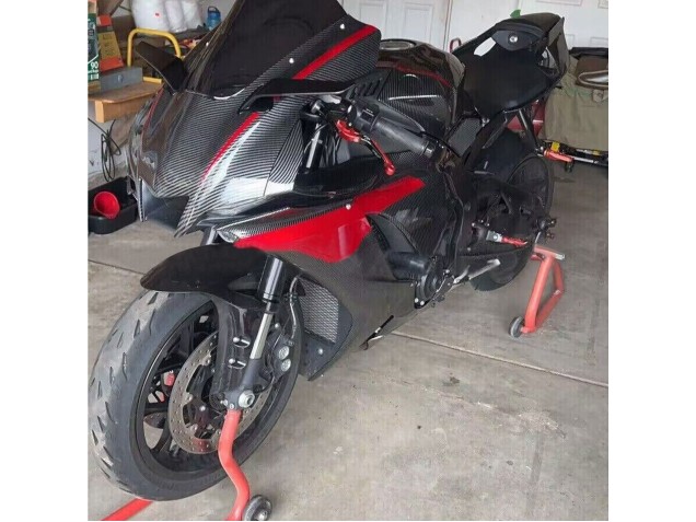 Noir Fibre de Carbone Rouge Carénage Moto Yamaha YZF 1000 R1 2020-2025