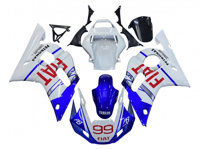 Blanc Bleu Rouge Fiat 99 Carénage Moto Yamaha YZF 600 R6 1998-2002
