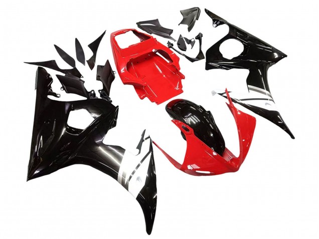 Rouge Blanc Noir Brillant Carénage Moto Yamaha YZF R6 2003-2004