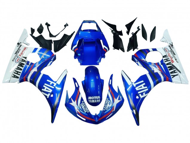 Blanc Bleu Fiat Motul Kastinee Carénage Moto Yamaha YZF R6 2003-2004