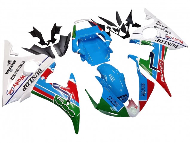 Blanc Bleu Vert Rouge Kastinee Dunlop Motul Carénage Moto Yamaha YZF R6 2003-2004