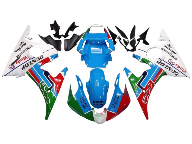 Blanc Bleu Vert Rouge Kastinee Dunlop Motul Carénage Moto Yamaha YZF R6 2003-2004