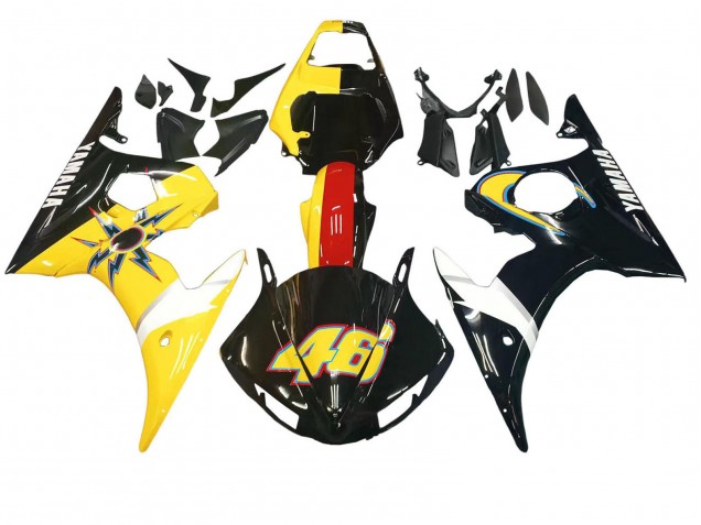 Jaune Rouge Noir Brillant 46 Carénage Moto Yamaha YZF R6 2003-2004