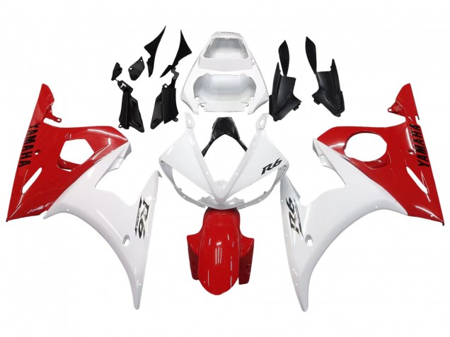 Blanc Rouge Carénage Moto Yamaha YZF R6 2003-2004