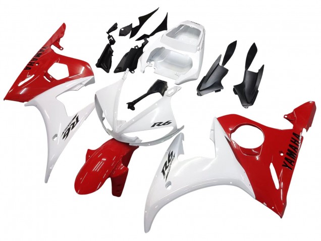 Blanc Rouge Carénage Moto Yamaha YZF R6S 2006-2009
