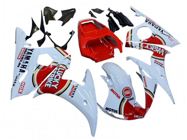 Blanc Rouge Lucky Strike Motul Carénage Moto Yamaha YZF R6S 2006-2009