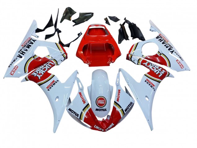 Blanc Rouge Lucky Strike Motul Carénage Moto Yamaha YZF R6S 2006-2009