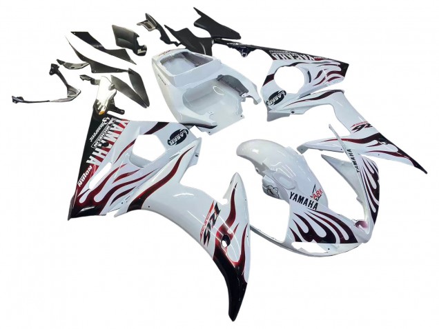 Blanc Dark Noir Flamme Carénage Moto Yamaha YZF R6S 2006-2009