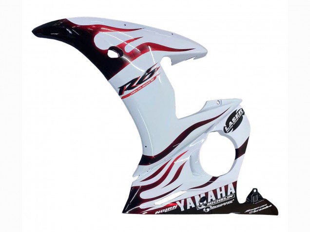 Blanc Dark Noir Flamme Carénage Moto Yamaha YZF R6S 2006-2009