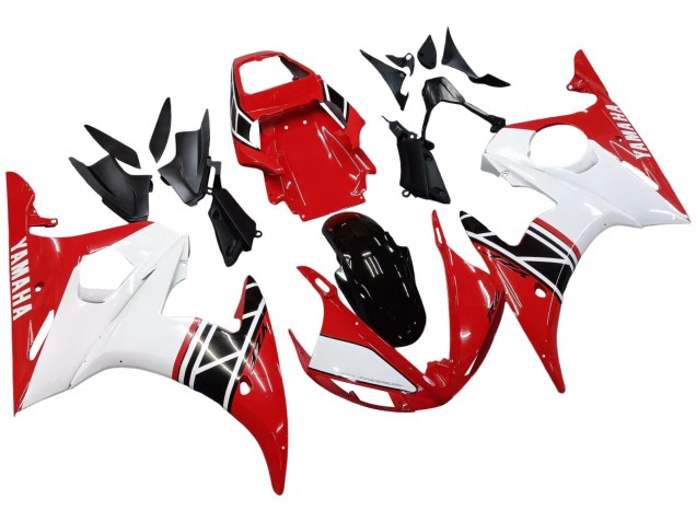 Blanc Rouge Noir Brillant Carénages Moto Yamaha YZF R6S 2006-2009