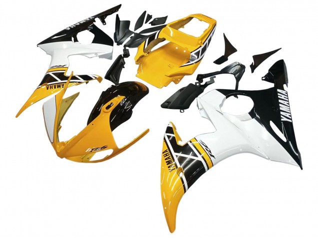 Jaune Blanc Noir Brillant Carénage Moto Yamaha YZF R6S 2006-2009
