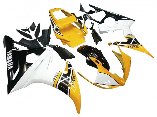Jaune Blanc Noir Brillant Carénage Moto Yamaha YZF R6S 2006-2009