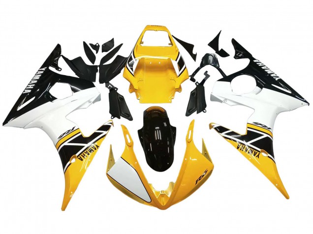Jaune Blanc Noir Brillant Carénage Moto Yamaha YZF R6S 2006-2009