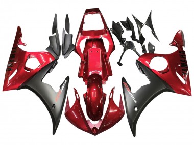 Rouge Noir Mat Kits Carénages Moto Yamaha YZF R6 2003-2004 Pas Chère
