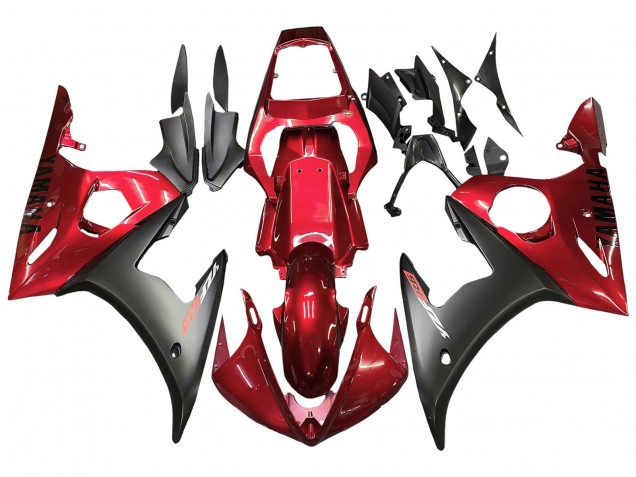 Rouge Noir Mat Kits Carénages Moto Yamaha YZF R6S 2006-2009