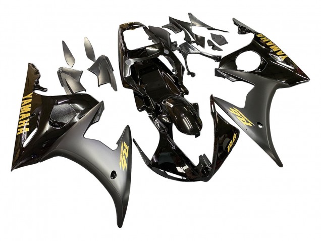 Noir Brillant Noir Mat Or Décalque Carénage Moto Yamaha YZF R6 2003-2004