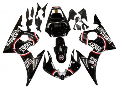 Noir Brillant Rouge Blanc Lucky Strike Motul Carénage Moto Yamaha YZF R6 2003-2004 Pas Chère
