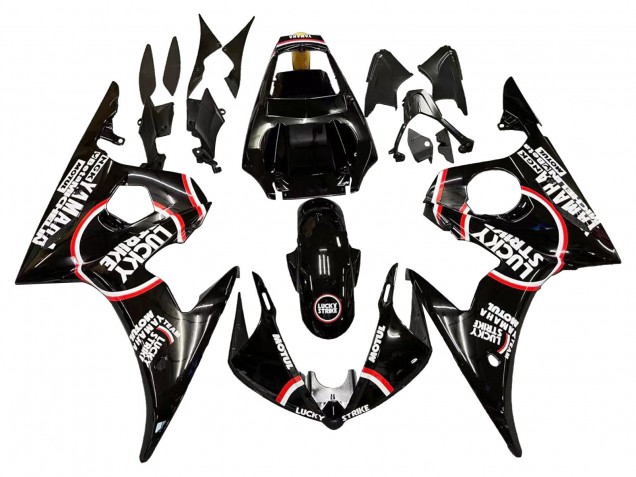 Noir Brillant Rouge Blanc Lucky Strike Motul Carénage Moto Yamaha YZF R6 2003-2004