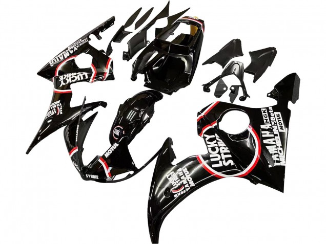 Noir Brillant Rouge Blanc Lucky Strike Motul Carénage Moto Yamaha YZF R6S 2006-2009
