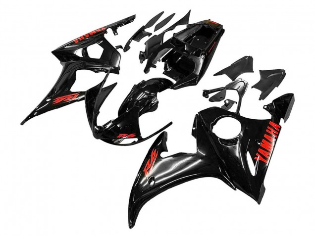 Noir Brillant Rouge Carénage Moto Yamaha YZF R6 2003-2004