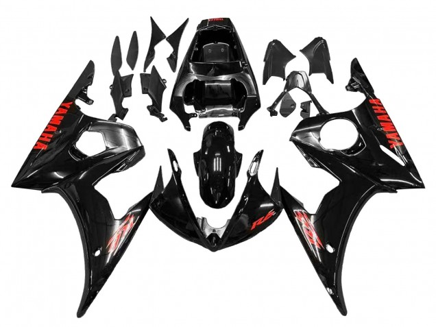 Noir Brillant Rouge Carénage Moto Yamaha YZF R6S 2006-2009